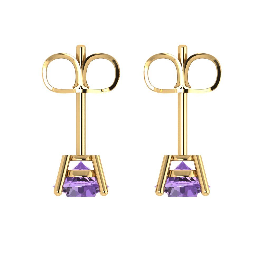 1cttw Round Cut Simulated Alexandrite Gold-Plated 925 Silver Push Back Stud Earrings