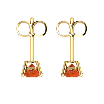 1 ctw Red Zirconia Studs Earrings | 5.0mm Round Cut White Gold Push Back | April Birthstone