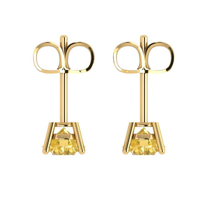 1cttw Round Cut Natural Citrine Gold-Plated 925 Silver Push Back Stud Earrings