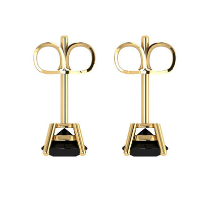 1 ctw Onyx Studs Earrings | 5.0mm Round Cut White Gold Push Back | July Birthstone