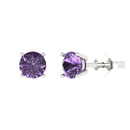 1.5cttw Round Cut Simulated Alexandrite Gold-Plated 925 Silver  Push Back Stud Earrings