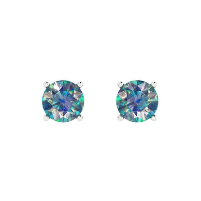 1.5cttw Round Cut Blue Moissanite Gold-Plated 925 Silver  Push Back Stud Earrings