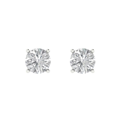 1.5 ctw Zirconia Diamond Studs Earrings | 6mm Round Cut White Gold  Push Back | April Birthstone