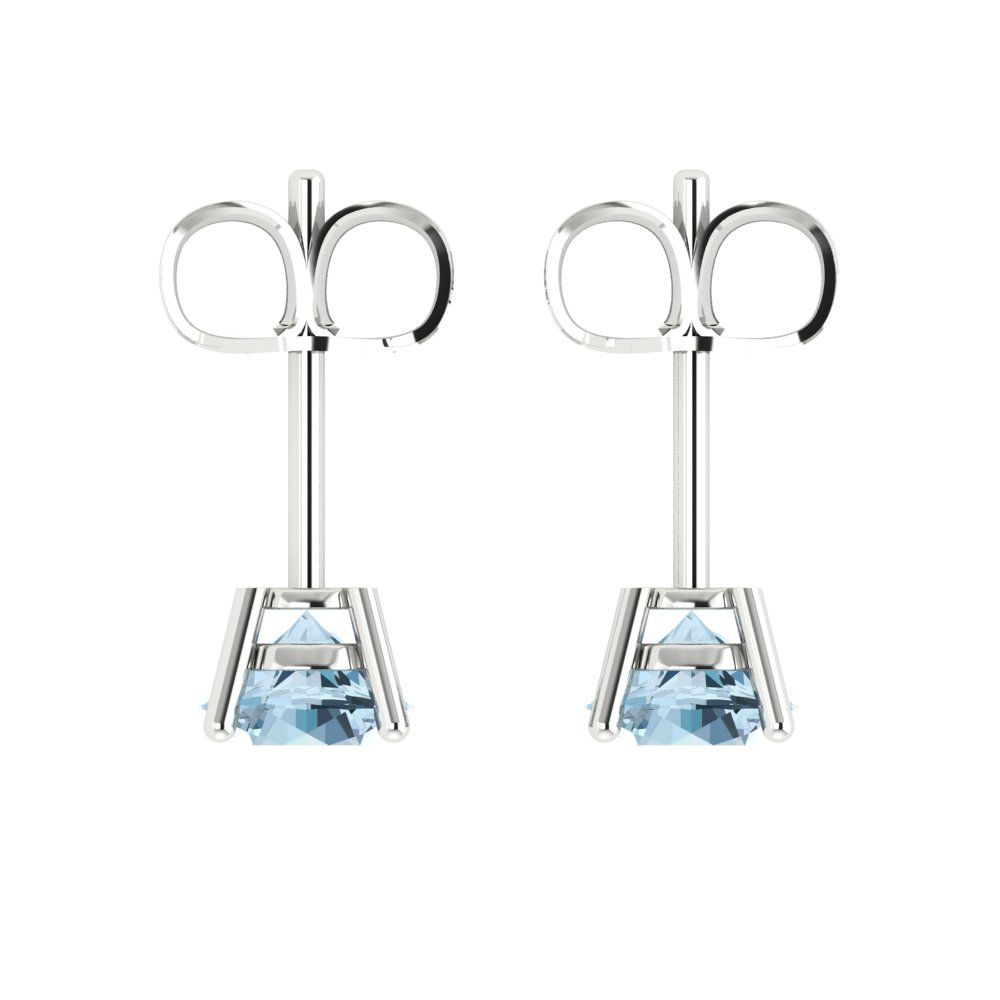 1.5cttw Round Cut Simulated Blue Diamond Gold-Plated 925 Silver  Push Back Stud Earrings
