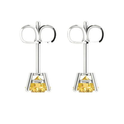 1.5cttw Round Cut Simulated Yellow Diamond Gold-Plated 925 Silver  Push Back Stud Earrings