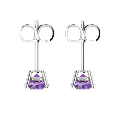 1.5cttw Round Cut Simulated Alexandrite Gold-Plated 925 Silver  Push Back Stud Earrings