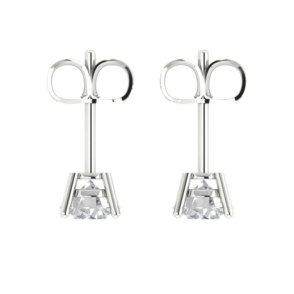 1.5 ctw Moissanite Studs Earrings | 6mm Round Cut White Gold  Push Back | April Birthstone