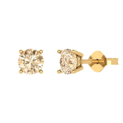 1.5cttw Round Cut Natural Morganite Gold-Plated 925 Silver  Push Back Stud Earrings