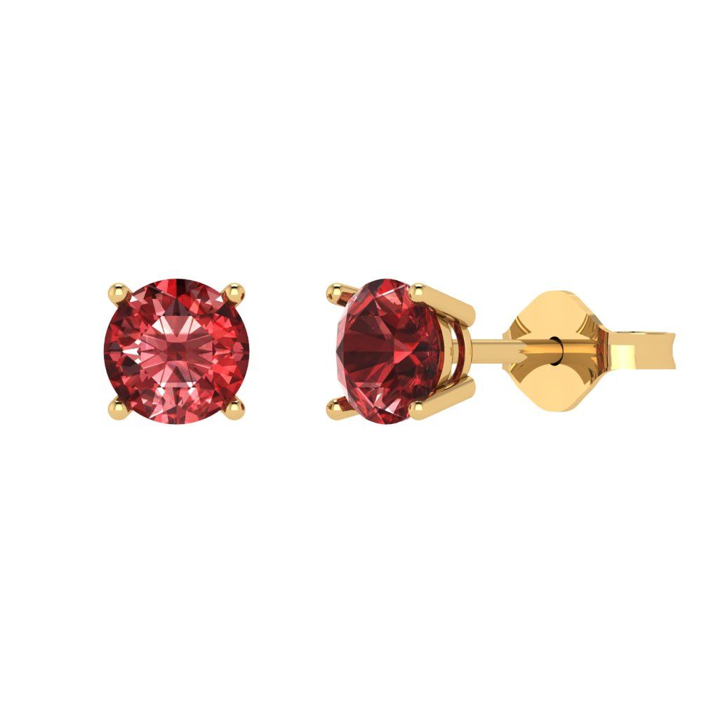 1.5 ctw Garnet Studs Earrings | 6mm Round Cut White Gold  Push Back | January Birthstone