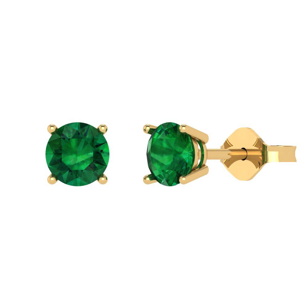 1.5cttw Round Cut Simulated Emerald Gold-Plated 925 Silver  Push Back Stud Earrings