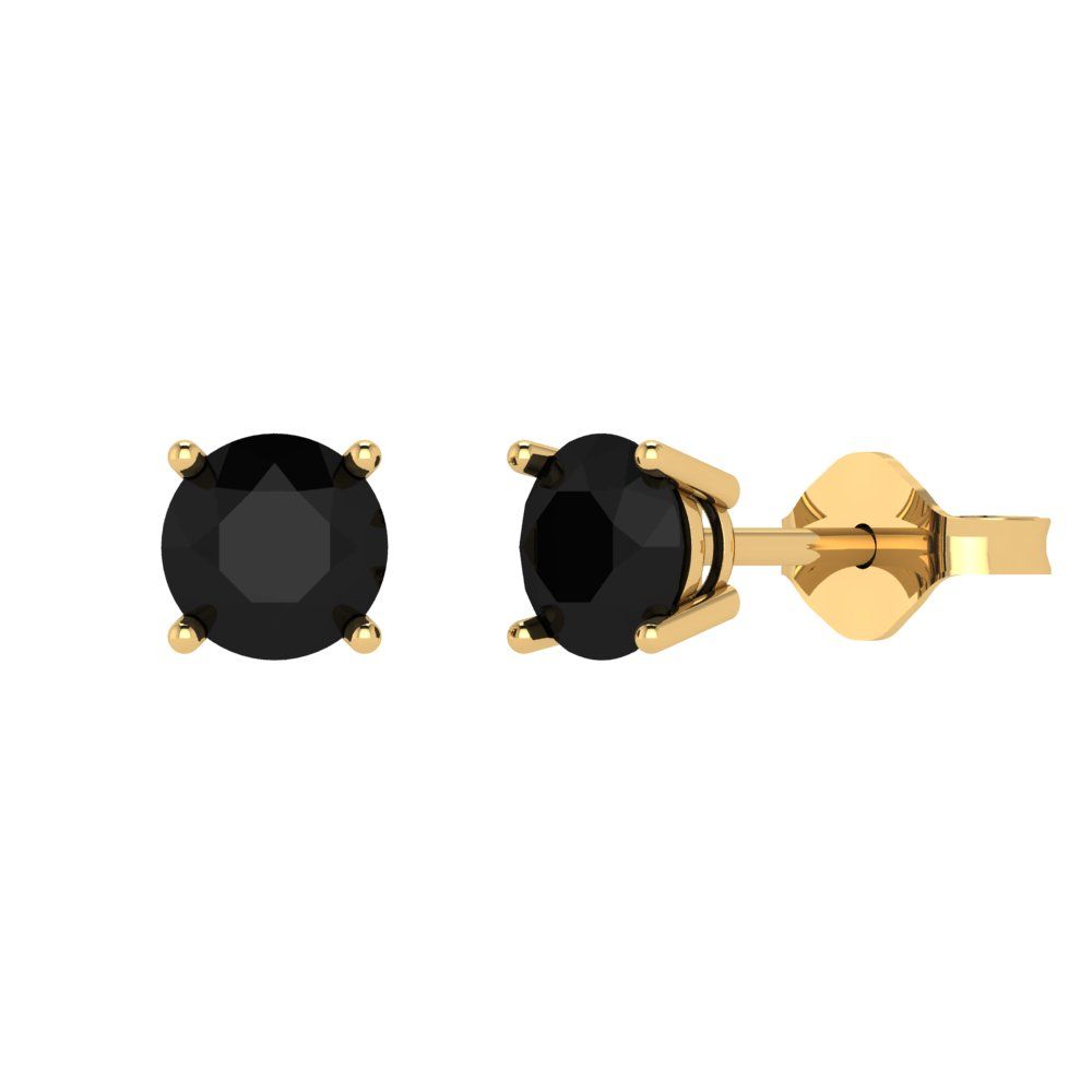 1.5 ctw Onyx Studs Earrings | 6mm Round Cut White Gold  Push Back | July Birthstone