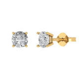 1.5 ct Brilliant Round Cut Solitaire Studs Moissanite Stone Yellow Gold Earrings Push Back