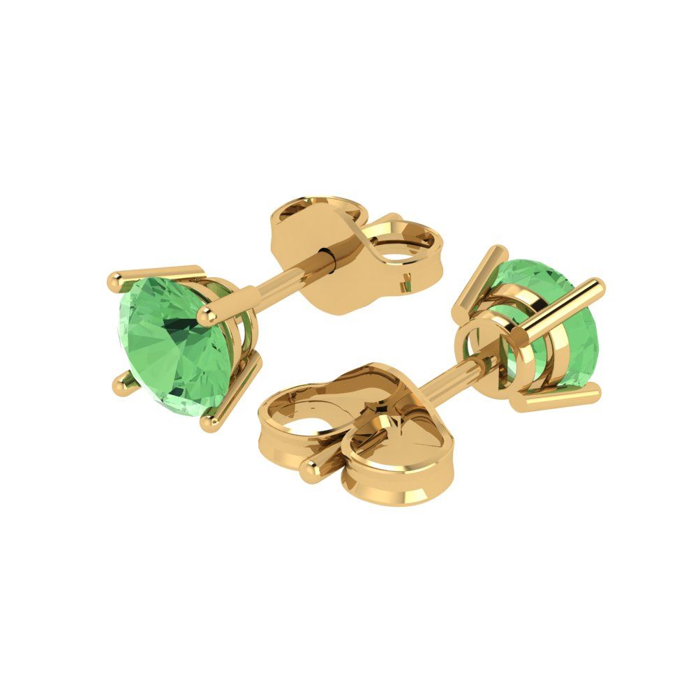 1.5 ctw Green Zirconia Studs Earrings | 6mm Round Cut White Gold  Push Back | April Birthstone