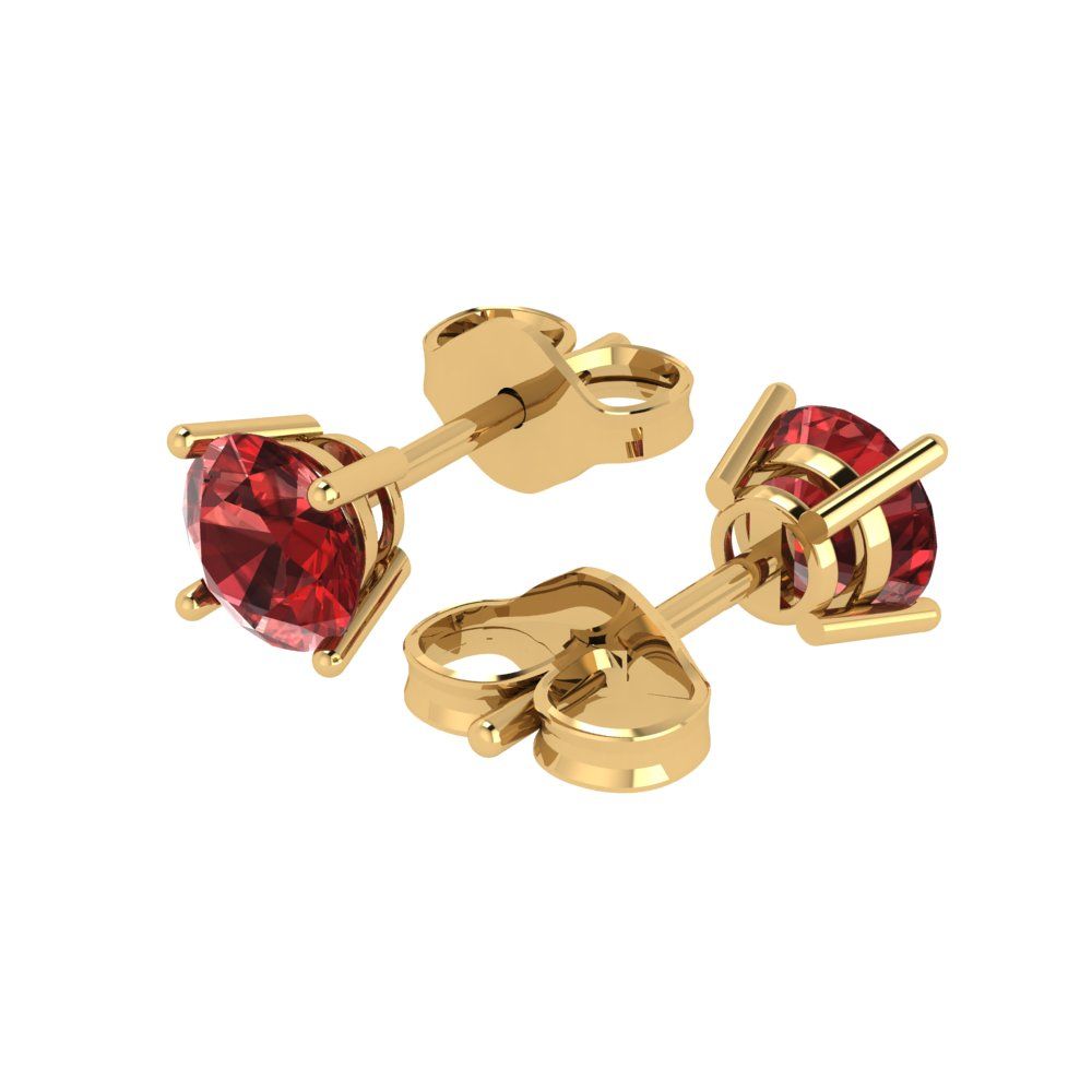 1.5 ctw Garnet Studs Earrings | 6mm Round Cut White Gold  Push Back | January Birthstone