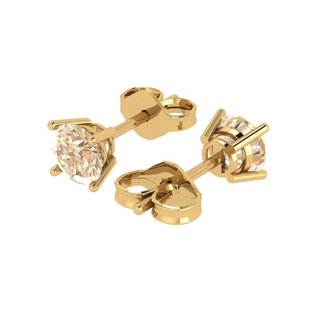 1.5cttw Round Cut Natural Morganite Gold-Plated 925 Silver  Push Back Stud Earrings