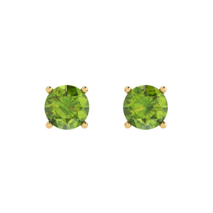 1.5 ctw Peridot Studs Earrings | 6mm Round Cut White Gold  Push Back | August Birthstone