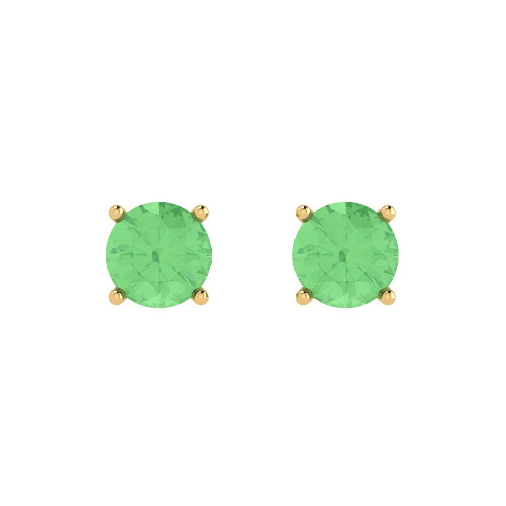 1.5 ctw Green Zirconia Studs Earrings | 6mm Round Cut White Gold  Push Back | April Birthstone