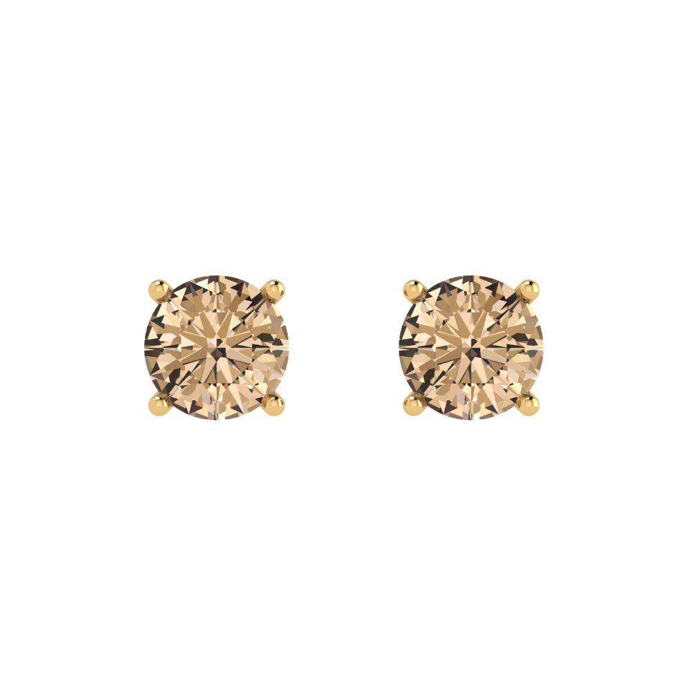 1.5cttw Round Cut Yellow Moissanite Gold-Plated 925 Silver  Push Back Stud Earrings