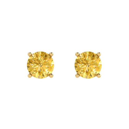 1.5 ctw Citrine Studs Earrings | 6mm Round Cut White Gold  Push Back | November Birthstone