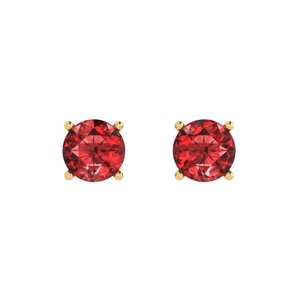 1.5 ctw Garnet Studs Earrings | 6mm Round Cut White Gold  Push Back | January Birthstone
