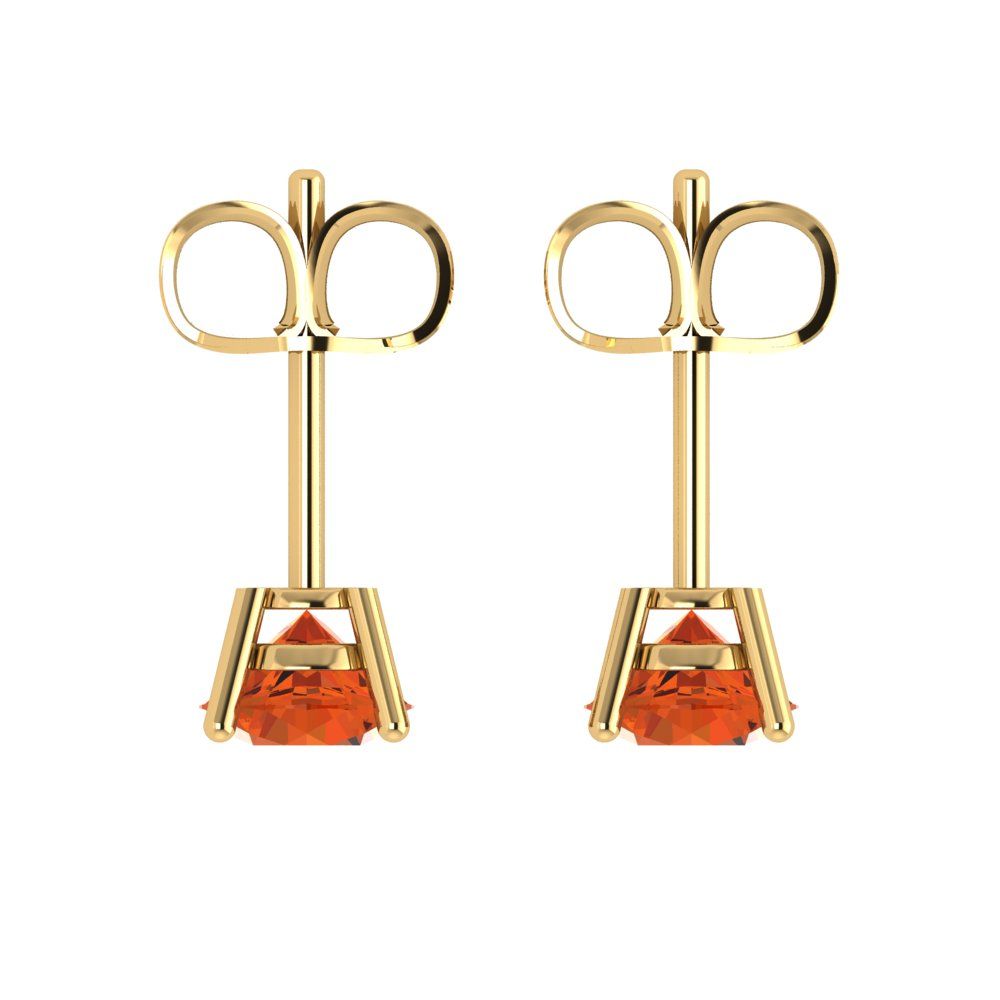 1.5cttw Round Cut Simulated Red Diamond Gold-Plated 925 Silver  Push Back Stud Earrings