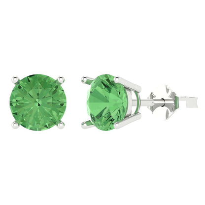 3cttw Round Cut Simulated Green Diamond Gold-Plated 925 Silver Push Back Stud Earrings