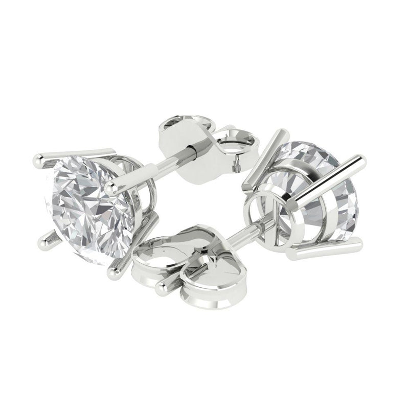 3 ct Brilliant Round Cut Solitaire Studs Natural Diamond Stone Clarity SI1-2 Color G-H White Gold Earrings Push Back