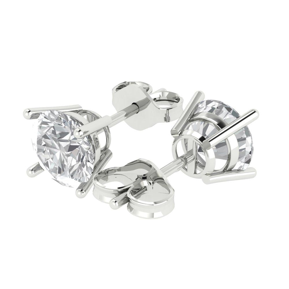 3 ctw Moissanite Studs Earrings | 7.5mm Round Cut White Gold Push Back | April Birthstone