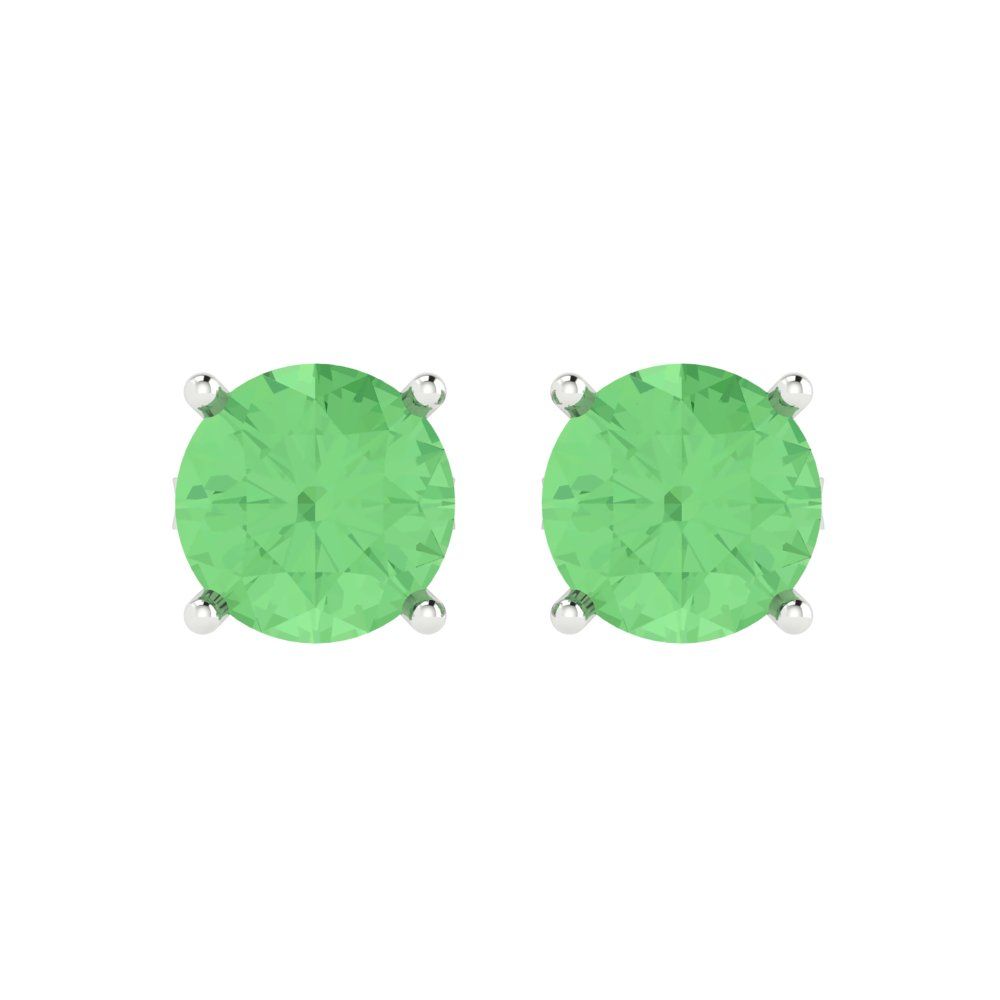 3cttw Round Cut Simulated Green Diamond Gold-Plated 925 Silver Push Back Stud Earrings