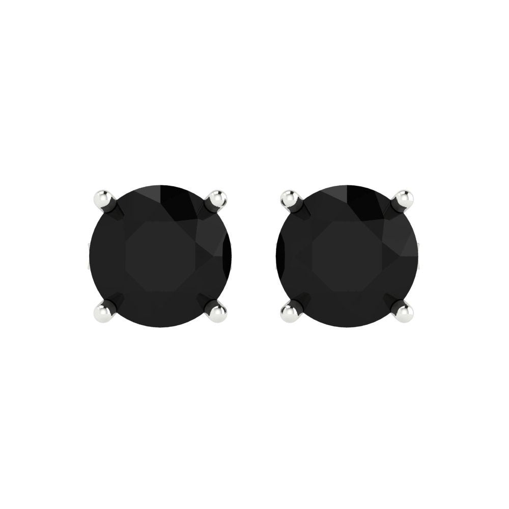 3cttw Round Cut Natural Onyx Gold-Plated 925 Silver Push Back Stud Earrings