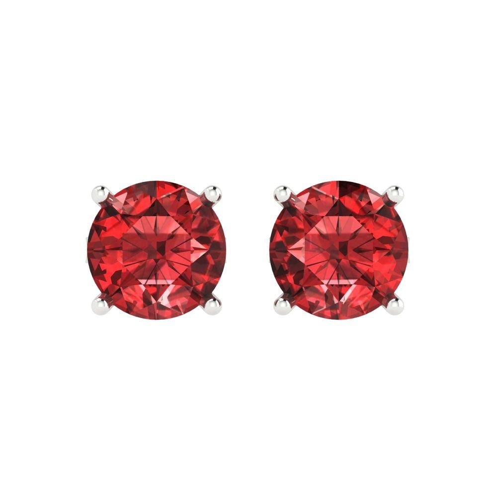 3 ctw Garnet Studs Earrings | 7.5mm Round Cut White Gold Push Back | January Birthstone
