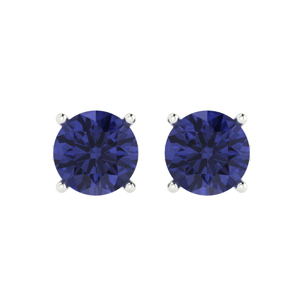 3cttw Round Cut Simulated Tanzanite Gold-Plated 925 Silver Push Back Stud Earrings