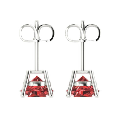 3 ctw Garnet Studs Earrings | 7.5mm Round Cut White Gold Push Back | January Birthstone