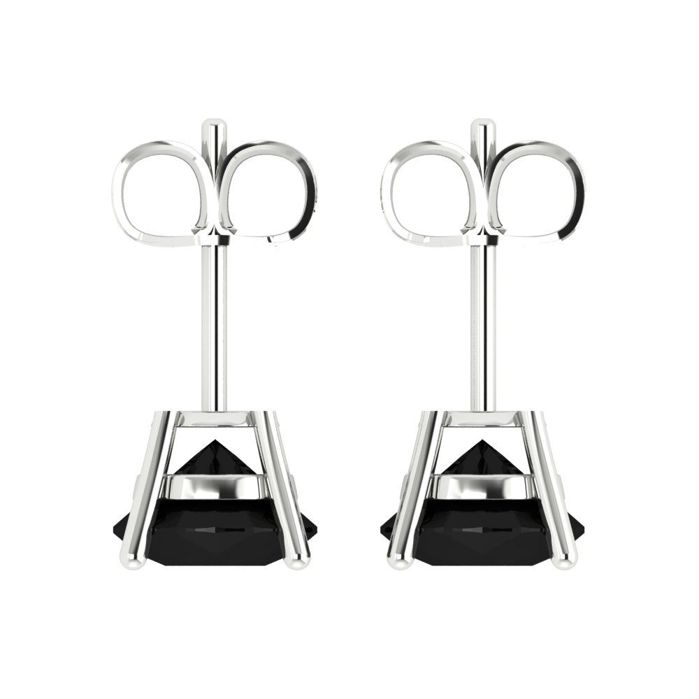 3 ctw Onyx Studs Earrings | 7.5mm Round Cut White Gold Push Back | July Birthstone