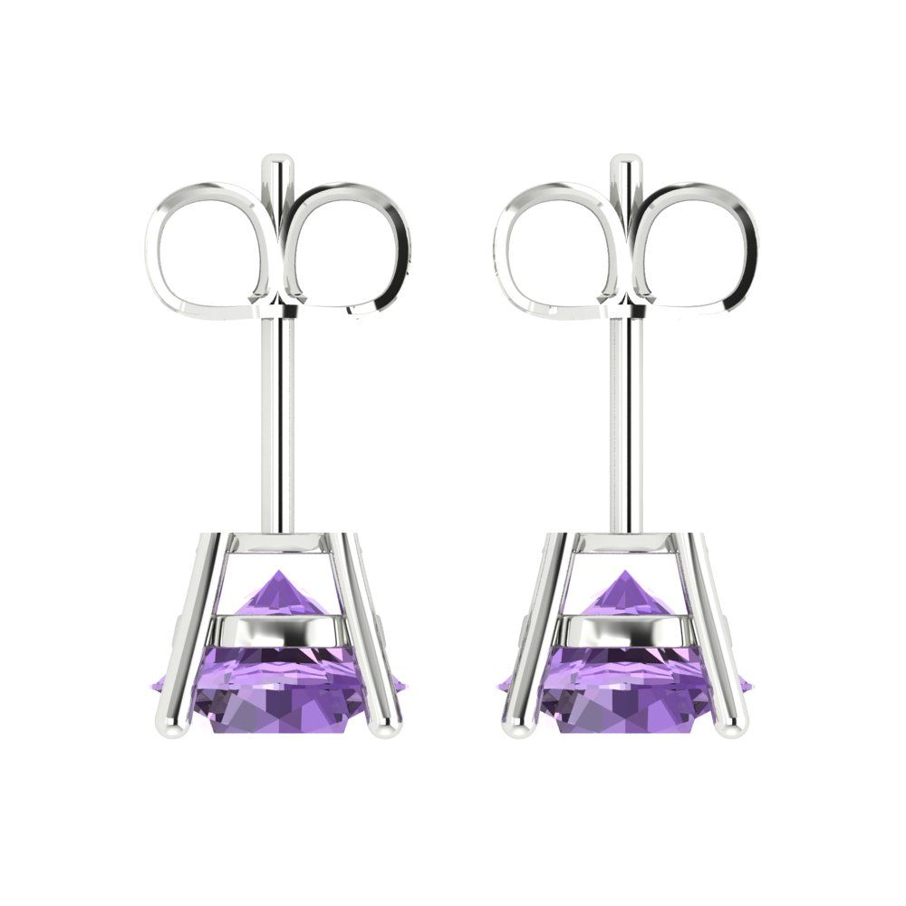 3 ctw Alexandrite Studs Earrings | 7.5mm Round Cut White Gold Push Back | June Birthstone