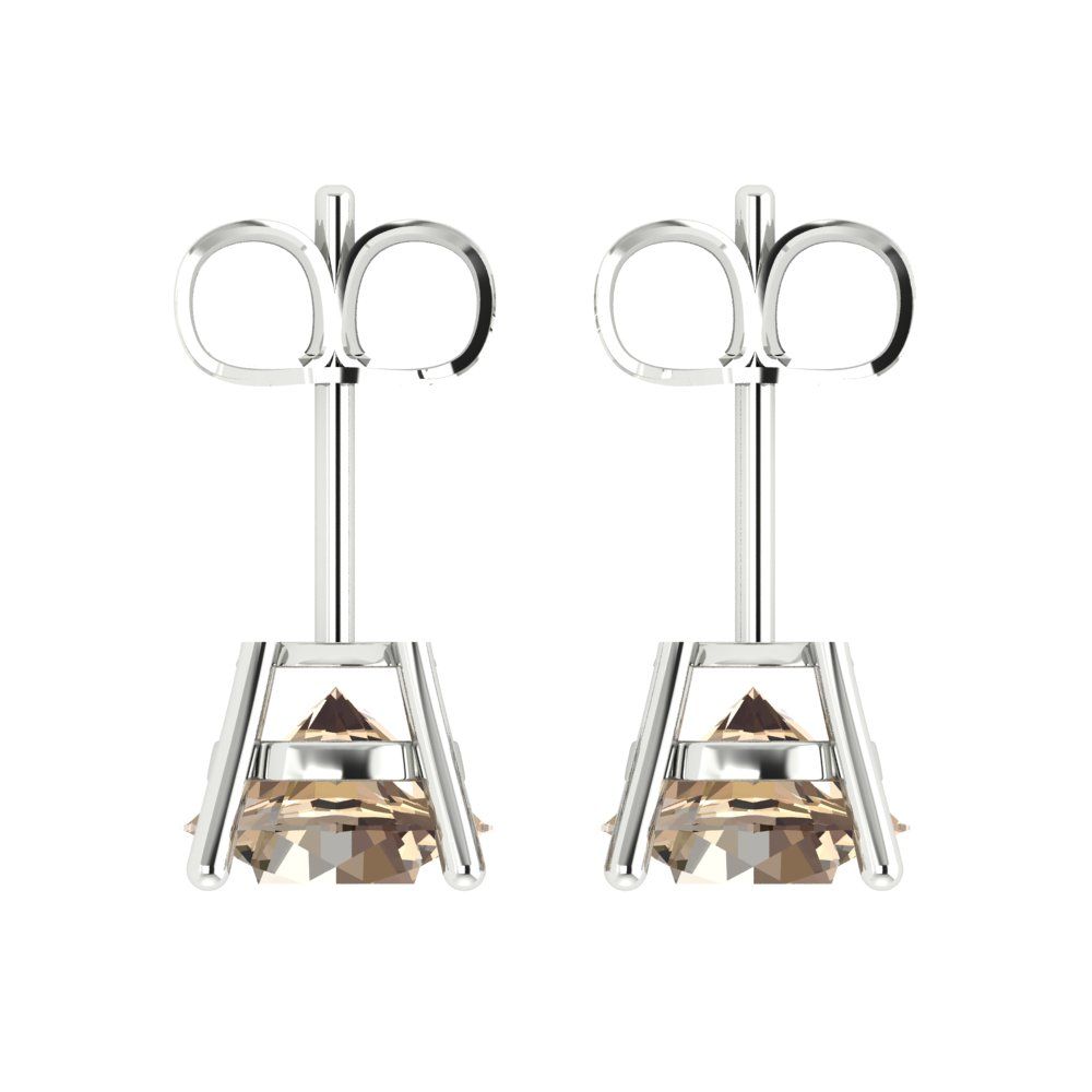 3 ctw Yellow Moissanite Studs Earrings | 7.5mm Round Cut White Gold Push Back | April Birthstone