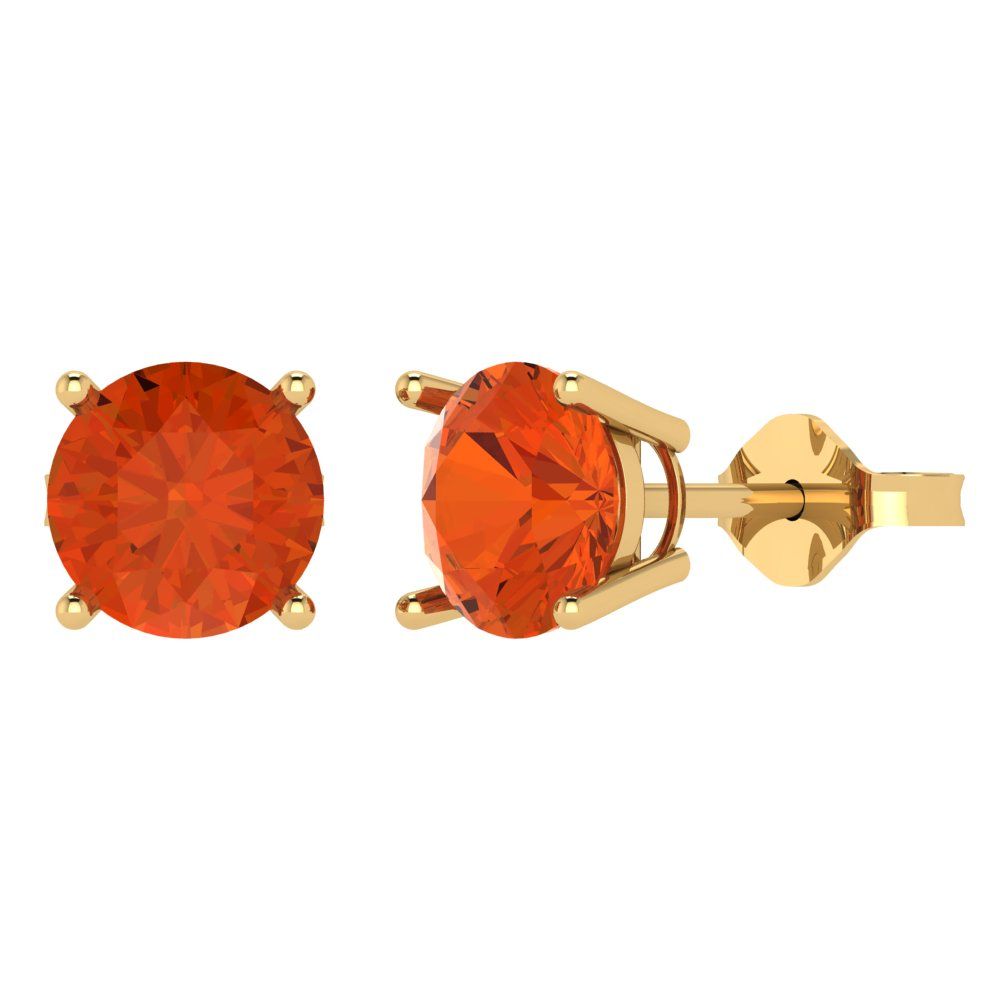 3cttw Round Cut Simulated Red Diamond Gold-Plated 925 Silver Push Back Stud Earrings