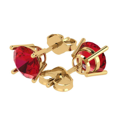 3 ctw Pink Tourmaline Studs Earrings | 7.5mm Round Cut White Gold Push Back | April Birthstone