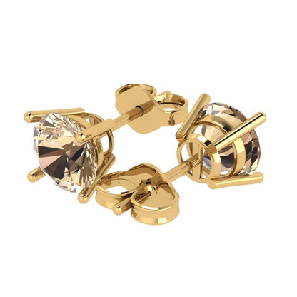 3cttw Round Cut Yellow Moissanite Gold-Plated 925 Silver Push Back Stud Earrings