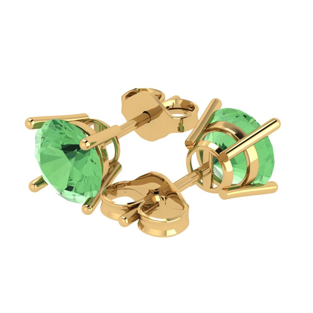 3cttw Round Cut Simulated Green Diamond Gold-Plated 925 Silver Push Back Stud Earrings