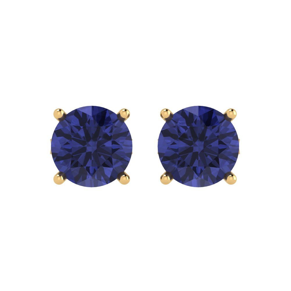 3 ctw Tanzanite Studs Earrings | 7.5mm Round Cut White Gold Push Back | December Birthstone