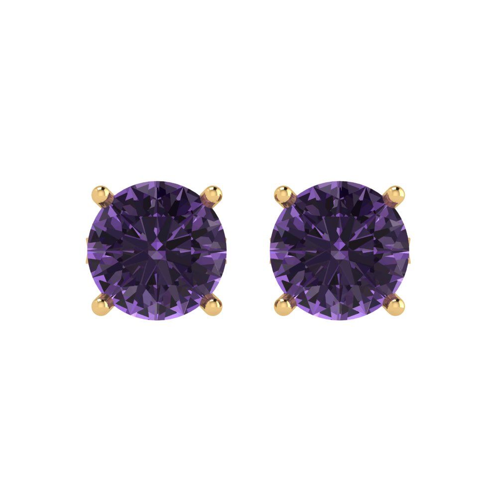 3 ctw Alexandrite Studs Earrings | 7.5mm Round Cut White Gold Push Back | June Birthstone
