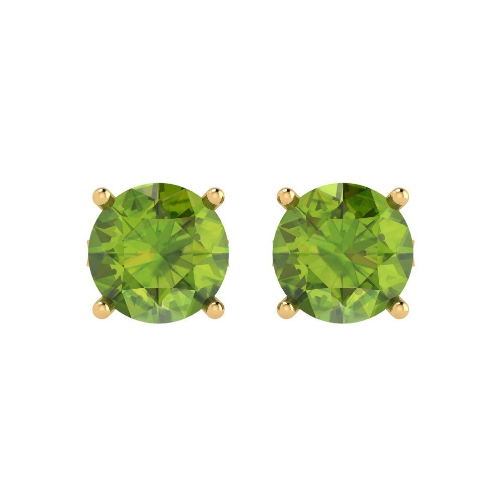 3 ctw Peridot Studs Earrings | 7.5mm Round Cut White Gold Push Back | August Birthstone