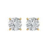 3 ct Brilliant Round Cut Solitaire Studs Moissanite Stone Yellow Gold Earrings Push Back
