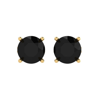 3 ctw Onyx Studs Earrings | 7.5mm Round Cut White Gold Push Back | July Birthstone