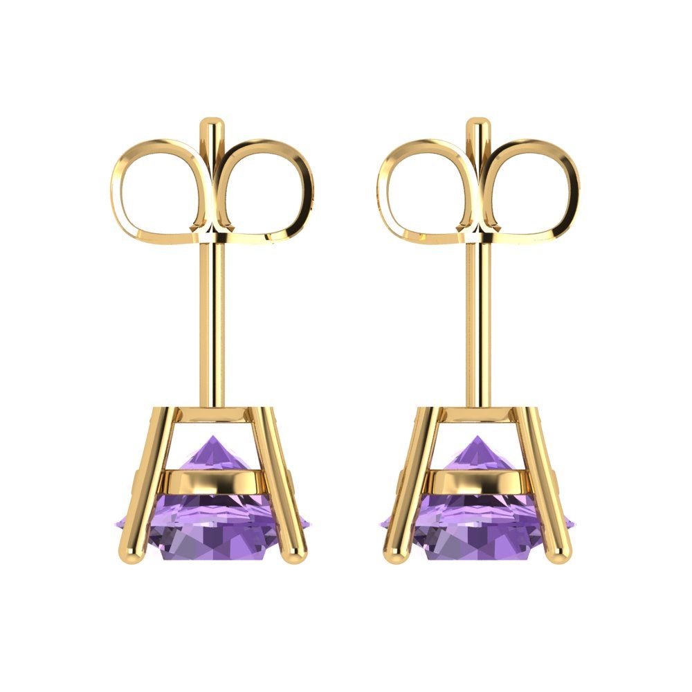 3 ctw Alexandrite Studs Earrings | 7.5mm Round Cut White Gold Push Back | June Birthstone