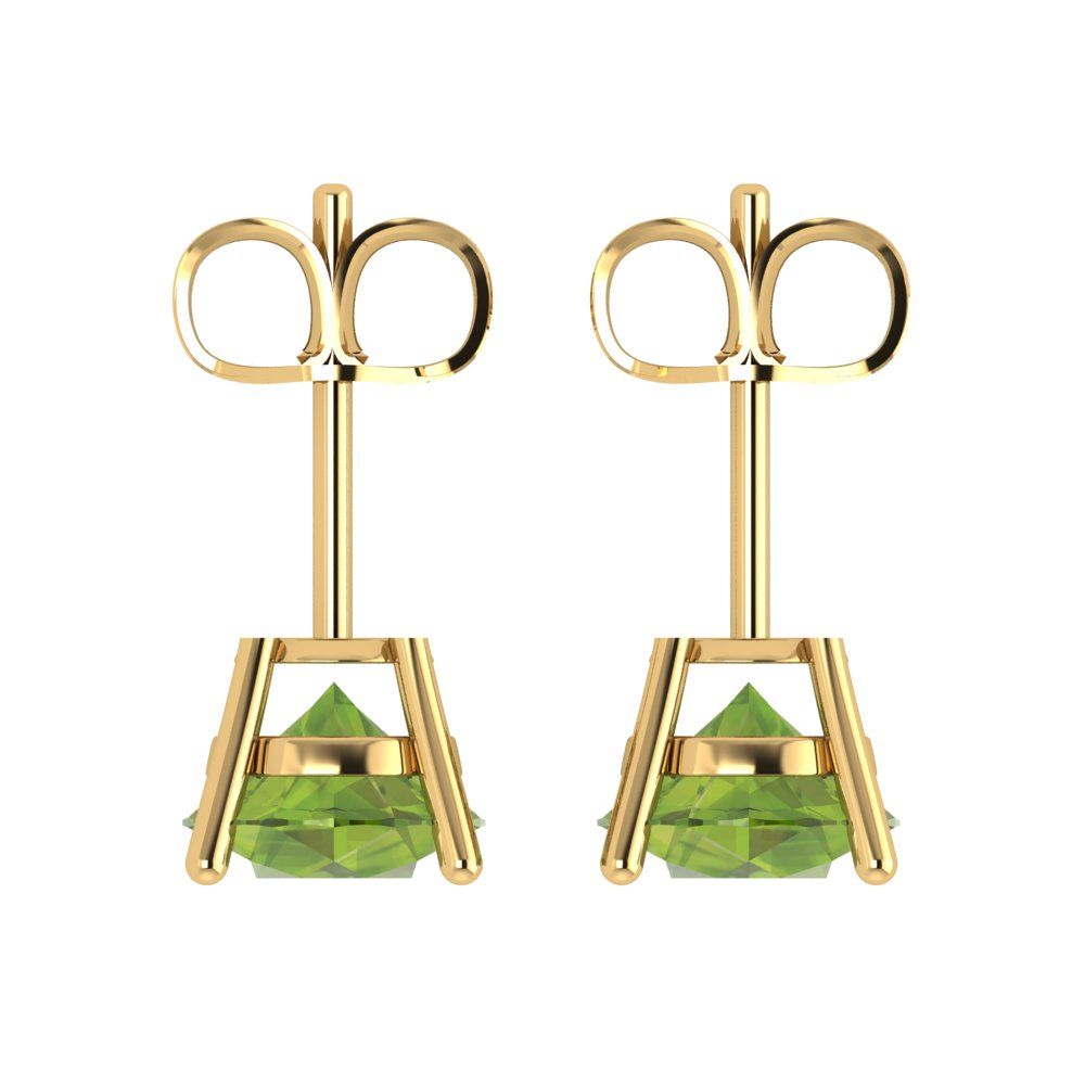 3 ctw Peridot Studs Earrings | 7.5mm Round Cut White Gold Push Back | August Birthstone