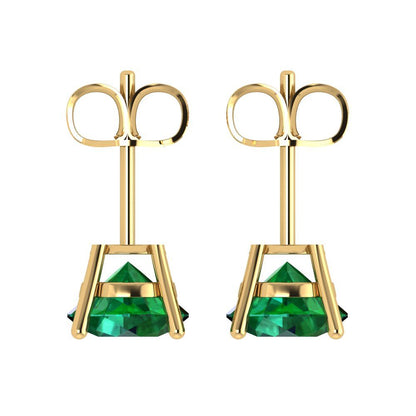 3cttw Round Cut Simulated Emerald Gold-Plated 925 Silver Push Back Stud Earrings