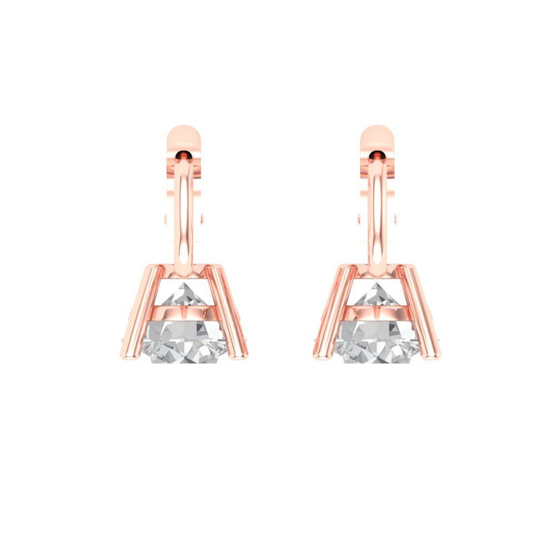1 ct Brilliant Round Cut Drop Dangle Natural Diamond Stone Clarity SI1-2 Color I-J Rose Gold Earrings Lever Back