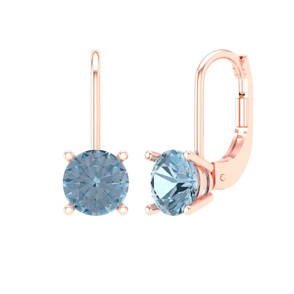 2cttw Aquamarine Gold-Plated 925 Silver Lever Back Drop Dangle Earrings